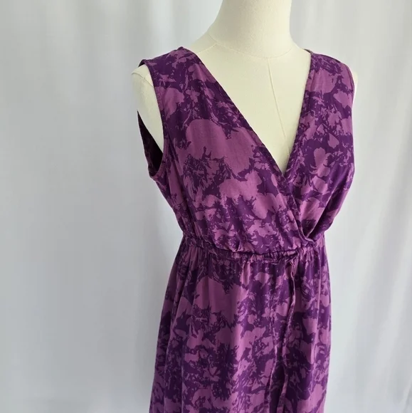 Eddie Bauer Purple Floral Cotton V-Neck Sleeveless Dress Sz. 6 - Picture 7 of 13